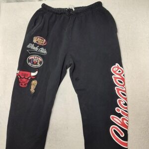 Chicago Bulls Mitchell & Ness Pants Mens Small Black NBA Finals 90s Joggers